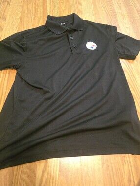 Black Short-Sleeve Polo Shirt with Steelers